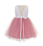 Backless V-Back Lace Flower Girl Dress Dance Recital Ceremonial Gown Formal Birthday Party 206R1