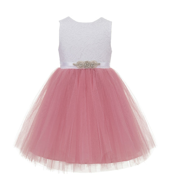 Backless V-Back Lace Flower Girl Dress Dance Recital Ceremonial Gown Formal Birthday Party 206R1