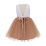 Backless V-Back Lace Flower Girl Dress Dance Recital Ceremonial Gown Formal Birthday Party 206R1