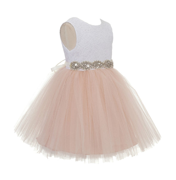 Backless V-Back Lace Flower Girl Dress Social Events Birthday Party Ceremony Evening Gown 206R4