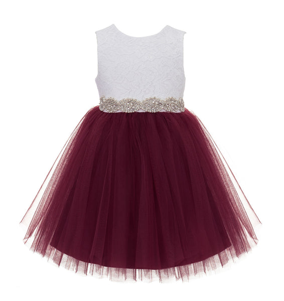 Backless V-Back Lace Flower Girl Dress Social Events Birthday Party Ceremony Evening Gown 206R4