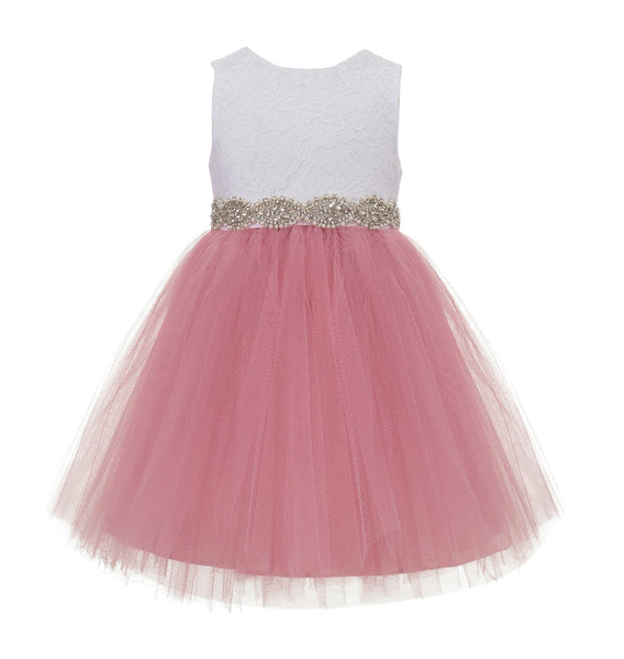 Backless V-Back Lace Flower Girl Dress Social Events Birthday Party Ceremony Evening Gown 206R4