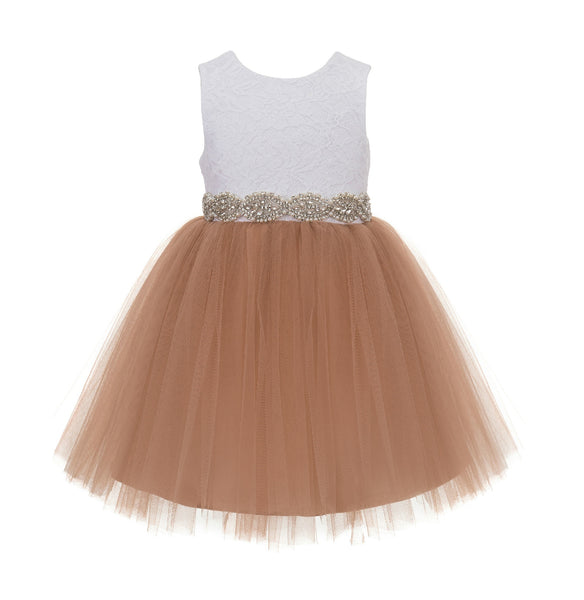 Backless V-Back Lace Flower Girl Dress Social Events Birthday Party Ceremony Evening Gown 206R4