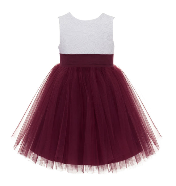 Backless V-Back Lace Flower Girl Dress Mini Bridal Gown Toddler Special Occasion Formal Dresses 206T