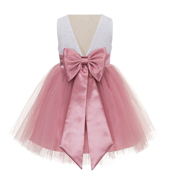 Backless V-Back Lace Flower Girl Dress Mini Bridal Gown Toddler Special Occasion Formal Dresses 206T