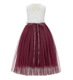 Scalloped V-Back Lace A-Line Flower Girl Dress Events Birthday Party Recital Graduation Ceremony 207R2