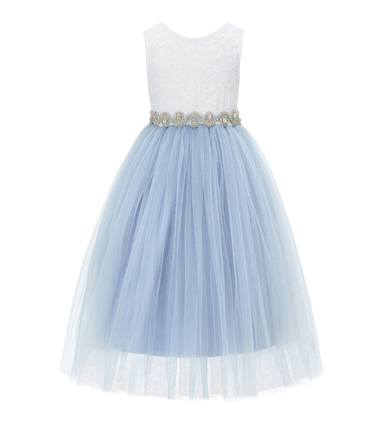 Scalloped V-Back Lace A-Line Flower Girl Dress Events Birthday Party Recital Graduation Ceremony 207R2