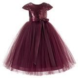 Cap Sleeves Sequin Formal Flower Girl Dress Father Daughter Dance Recital Gown Birthday Party 211(1)