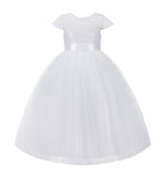 Cap Sleeves Sequin Formal Flower Girl Dress Father Daughter Dance Recital Gown Birthday Party 211(1)