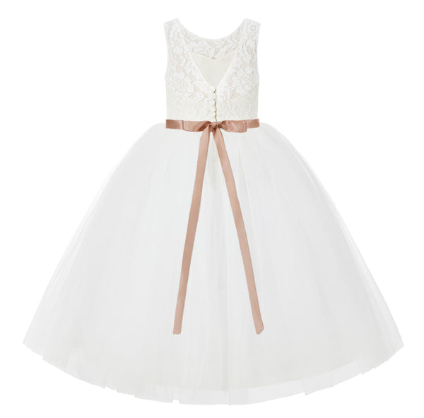 V-Back Lace Tutu Flower Girl Dresses for Wedding Toddler Pageant Gown Formal Special Events 212R2