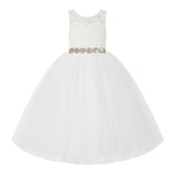 V-Back Lace Tutu Flower Girl Dresses for Wedding Toddler Pageant Gown Formal Special Events 212R2