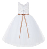 V-Back Lace Tutu Flower Girl Dresses for Wedding Toddler Pageant Gown Formal Special Events 212R2