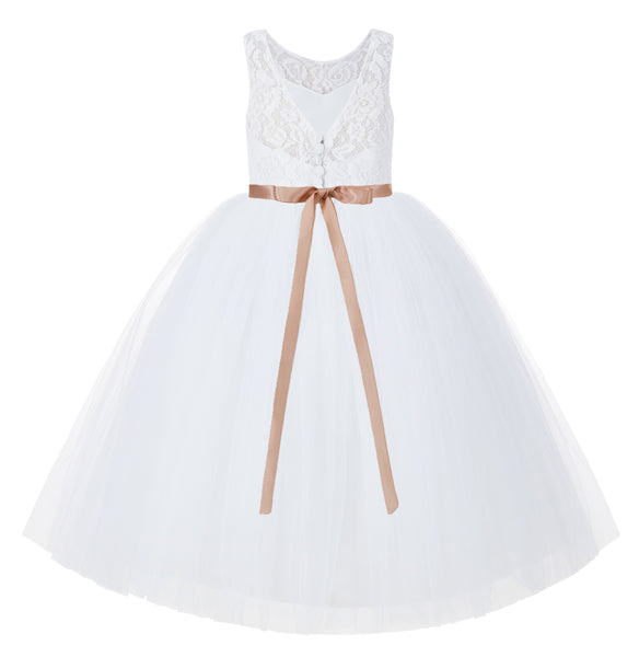 V-Back Lace Tutu Flower Girl Dresses for Wedding Toddler Pageant Gown Formal Special Events 212R2