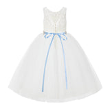 V-Back Lace Tutu Flower Girl Dresses for Wedding Toddler Pageant Gown Formal Special Events 212R2