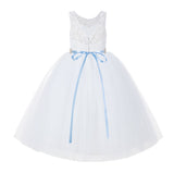 V-Back Lace Tutu Flower Girl Dresses for Wedding Toddler Pageant Gown Formal Special Events 212R2