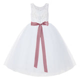 White V-Back Lace Tutu Flower Girl Dress Formal Photoshoot Dresses for Toddler Girls 212R3