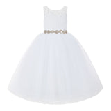 V-Back Lace Tutu Flower Girl Dresses for Wedding Toddler Pageant Gown Formal Special Events 212R2