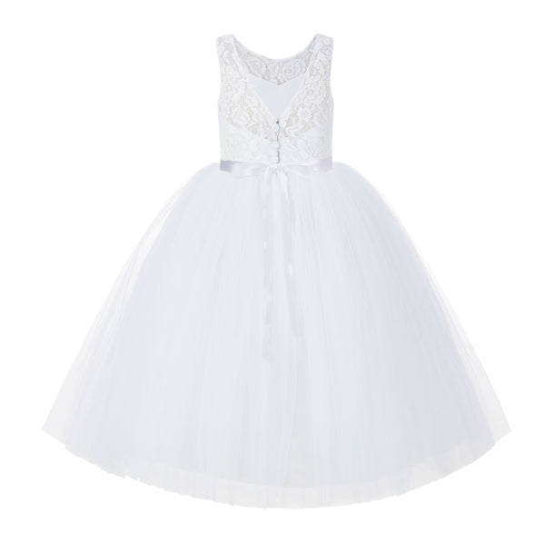 V-Back Lace Tutu Flower Girl Dresses for Wedding Toddler Pageant Gown Formal Special Events 212R2
