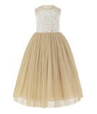 Lace Back Halter Flower Girl Dress Special Occasions Junior Pageant Bridesmaid Gown Social Event 213