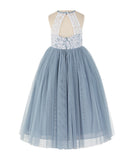 Lace Back Halter Flower Girl Dress Special Occasions Junior Pageant Bridesmaid Gown Social Event 213
