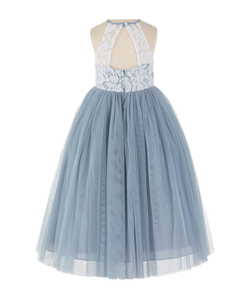 Lace Back Halter Flower Girl Dress Special Occasions Junior Pageant Bridesmaid Gown Social Event 213