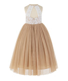 Lace Back Halter Flower Girl Dress Special Occasions Junior Pageant Bridesmaid Gown Social Event 213