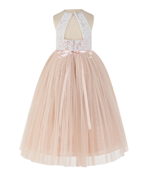 Lace Back Halter Flower Girl Dress Toddler Dresses Formal Pretty Princess Gown 213R5thin