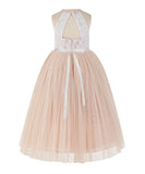 Lace Back Halter Flower Girl Dress Toddler Dresses Formal Pretty Princess Gown 213R5thin