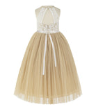 Lace Back Halter Flower Girl Dress Toddler Dresses Formal Pretty Princess Gown 213R5thin