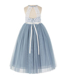 Lace Back Halter Flower Girl Dress Toddler Dresses Formal Pretty Princess Gown 213R5thin