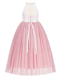 Lace Back Halter Flower Girl Dress Toddler Dresses Formal Pretty Princess Gown 213R5thin