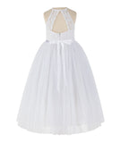 Lace Back Halter Flower Girl Dress Toddler Dresses Formal Pretty Princess Gown 213R5thin