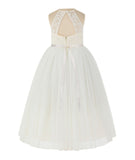 Lace Back Halter Flower Girl Dress Holy Communion Baptism Christening Gown for Toddler Girls 213R4