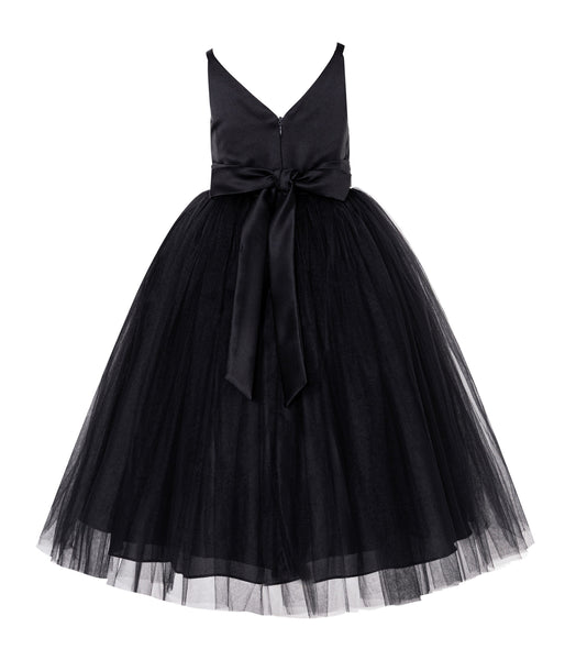 V-Neck Tulle Sequin Flower Girl Dress Junior Bridesmaid Gown Holy Communion Baptism Dresses 218