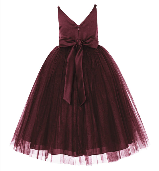 V-Neck Tulle Sequin Flower Girl Dress Junior Bridesmaid Gown Holy Communion Baptism Dresses 218