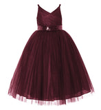 V-Neck Tulle Sequin Flower Girl Dress Junior Bridesmaid Gown Holy Communion Baptism Dresses 218
