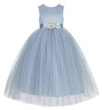 V-Back Satin Flower Girl Dress Formal Photoshoot Dresses for Toddler Girls Novelty Gown 219R5