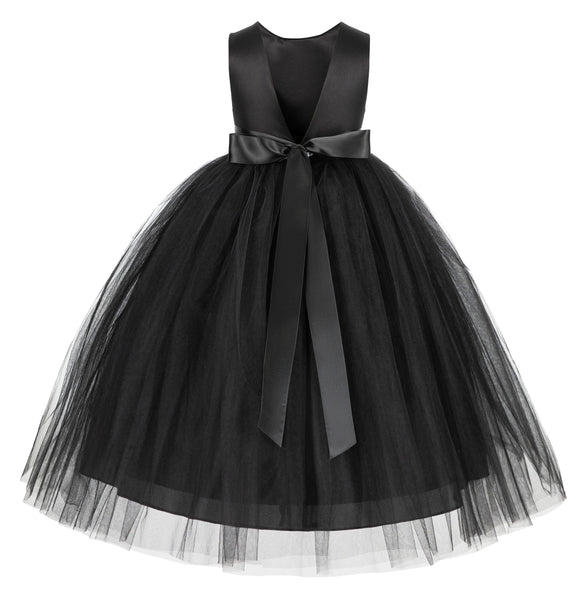 V-Back Satin Flower Girl Dress Formal Photoshoot Dresses for Toddler Girls Novelty Gown 219R5