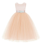 V-Back Satin Flower Girl Dress Formal Photoshoot Dresses for Toddler Girls Novelty Gown 219R5