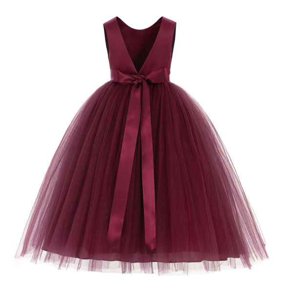 V-Back Satin Flower Girl Dress Formal Photoshoot Dresses for Toddler Girls Novelty Gown 219R5