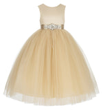 V-Back Satin Flower Girl Dress Formal Photoshoot Dresses for Toddler Girls Novelty Gown 219R5