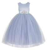 V-Back Satin Flower Girl Dress Formal Photoshoot Dresses for Toddler Girls Novelty Gown 219R5