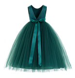 V-Back Satin Flower Girl Dress Formal Photoshoot Dresses for Toddler Girls Novelty Gown 219R5