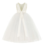 V-Back Satin Flower Girl Dress Formal Photoshoot Dresses for Toddler Girls Novelty Gown 219R5