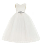 V-Back Satin Flower Girl Dress Formal Photoshoot Dresses for Toddler Girls Novelty Gown 219R5