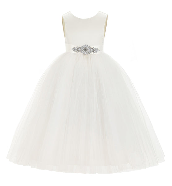 V-Back Satin Flower Girl Dress Formal Photoshoot Dresses for Toddler Girls Novelty Gown 219R5