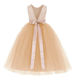 V-Back Satin Flower Girl Dress Formal Photoshoot Dresses for Toddler Girls Novelty Gown 219R5