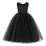 V-Back Satin Flower Girl Dress Elegant Pretty Princess Gown Ceremonial Dresses for Toddlers 219T(2)