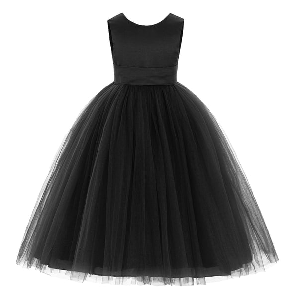 V-Back Satin Flower Girl Dress Elegant Pretty Princess Gown Ceremonial Dresses for Toddlers 219T(1)