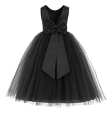 V-Back Satin Flower Girl Dress Elegant Pretty Princess Gown Ceremonial Dresses for Toddlers 219T(1)